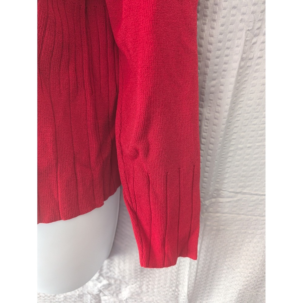 Vintage Worthington Red Ribbed Knit Button Front Cardigan Sweater V-Neck Medium - Picture 6 of 14